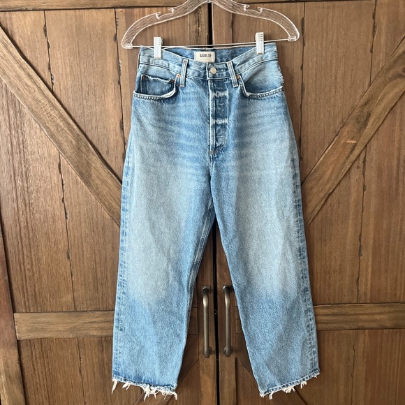 Agolde 90's Crop High Rise Straight Medium Wash Denim Jeans Size 27 - Picture 2 of 8